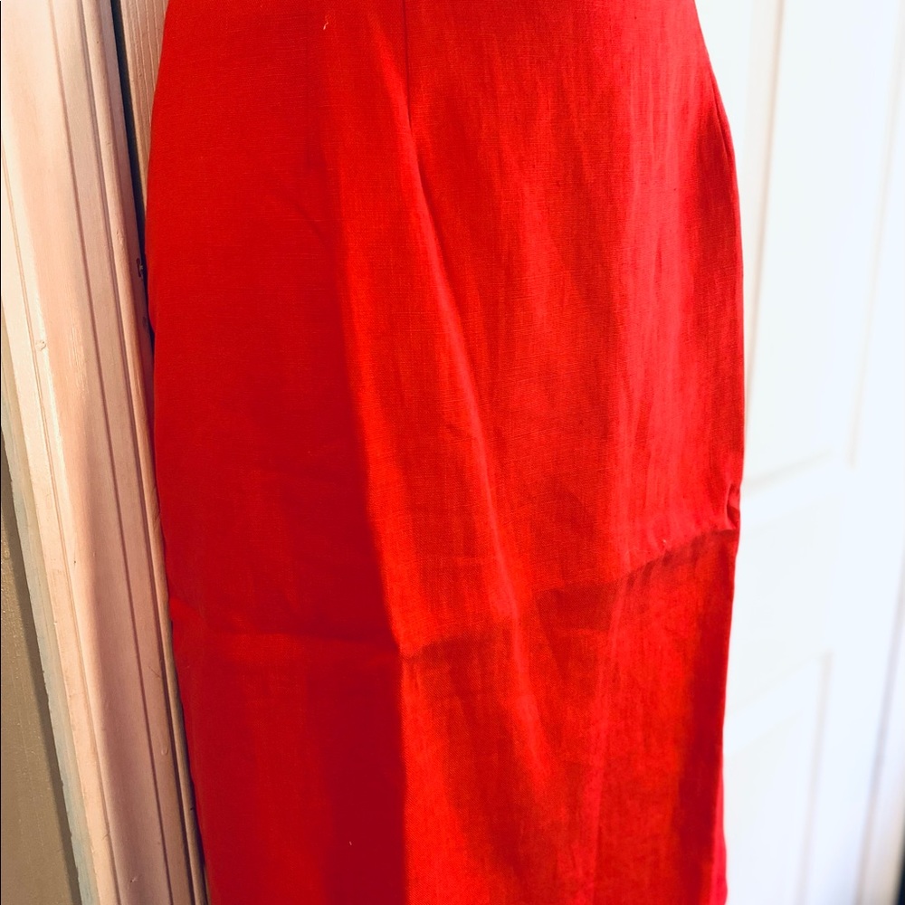 Valerie Stevens Red Linen Pencil Skirt ~ 12